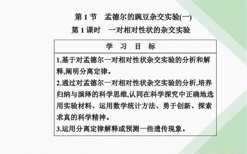 人教版高中生物必修2第1章遗传因子的发现第1节孟德尔的豌豆杂交实验（一）课件第2页