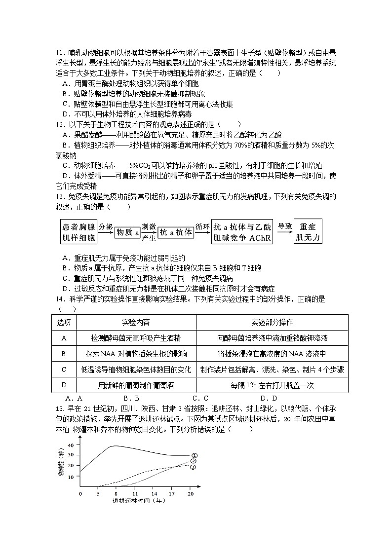 广东省普宁市华侨中学2023-2024学年高二下学期期中考试生物试题03