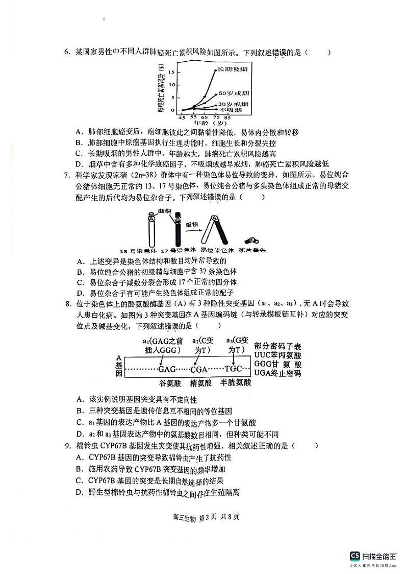 江苏省苏州市2024-2025学年高三上学期9月期初阳光调研生物试题02
