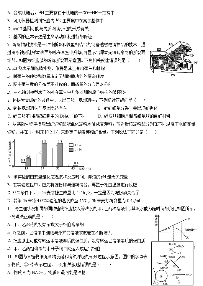 黑龙江省牡丹江市海林市朝鲜族中学2024-2025学年高三上学期9月月考生物试卷02
