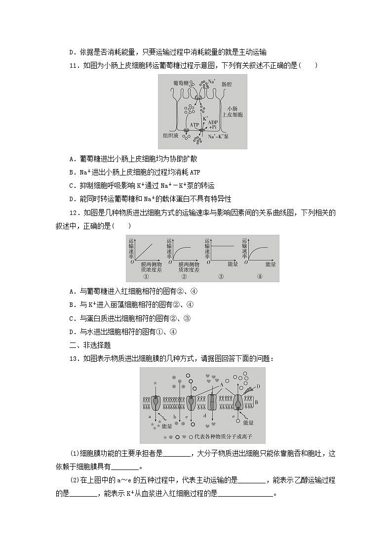 人教版高一生物必修第一册课后练习卷：主动运输与胞吞、胞吐第3页