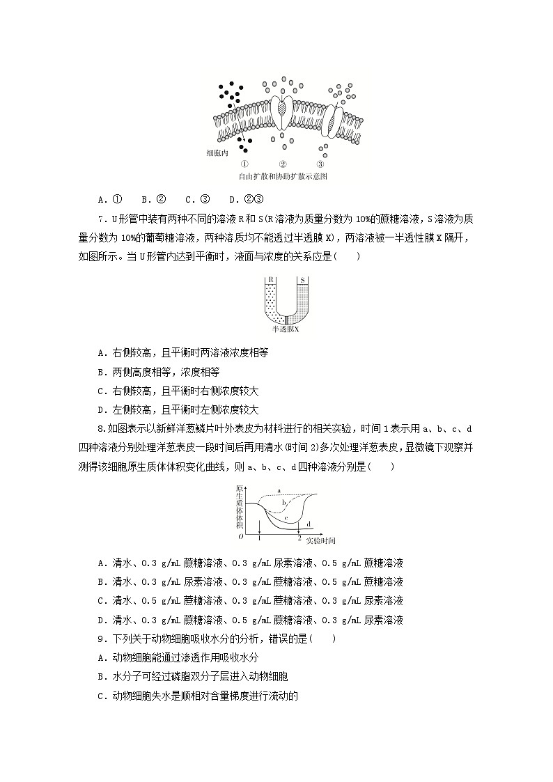 人教版高一生物必修第一册课后练习卷：第四章  细胞的物质输入和输出第2页