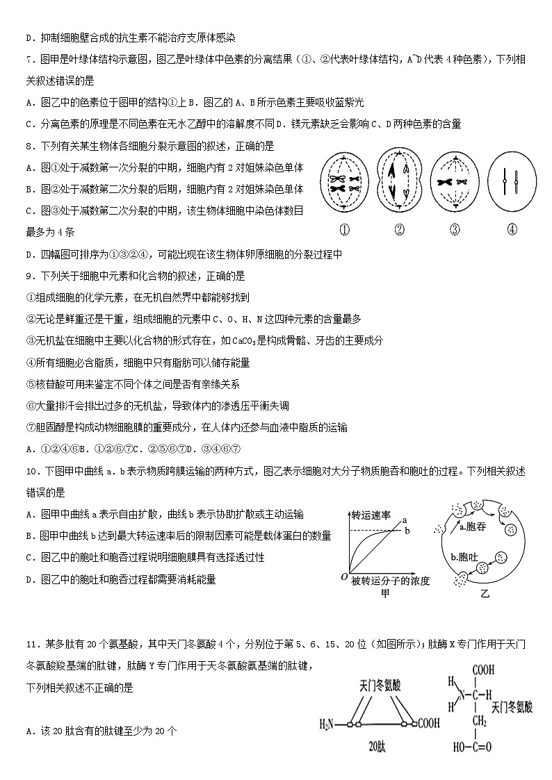 福建省福州市四校教学联盟2023_2024学年高一生物上学期期末学业联考试题第2页