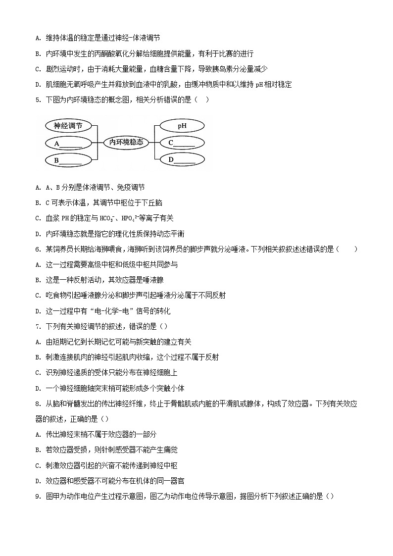 湖南省张家界市2023_2024学年高二生物上学期第一次月考试题含解析02
