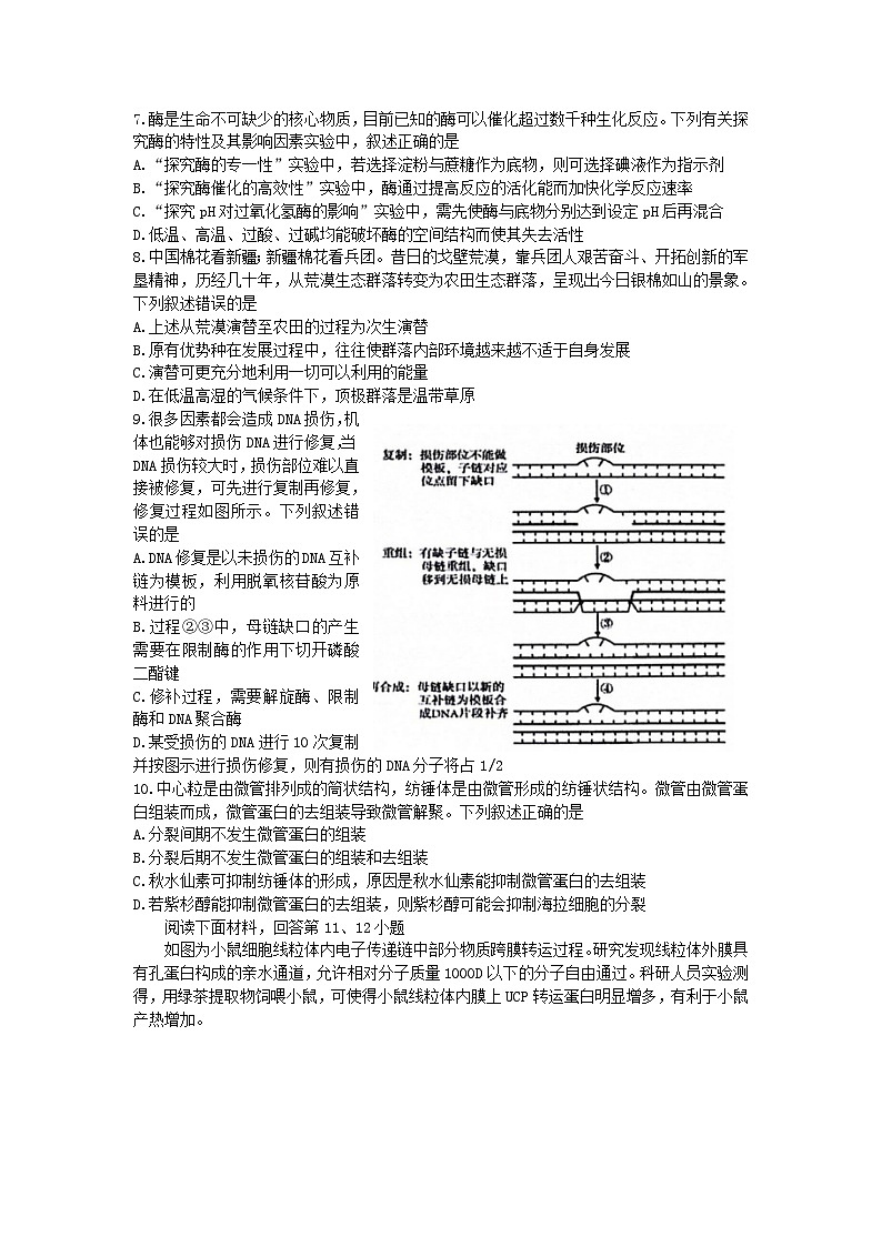 浙江省2023_2024学年高三生物上学期12月联考试题第2页