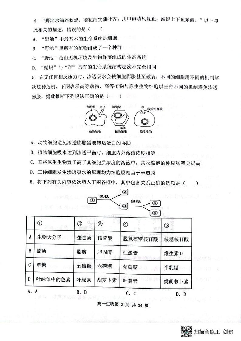 山西省大同市2023_2024学年高一生物上学期12月月考试题pdf02