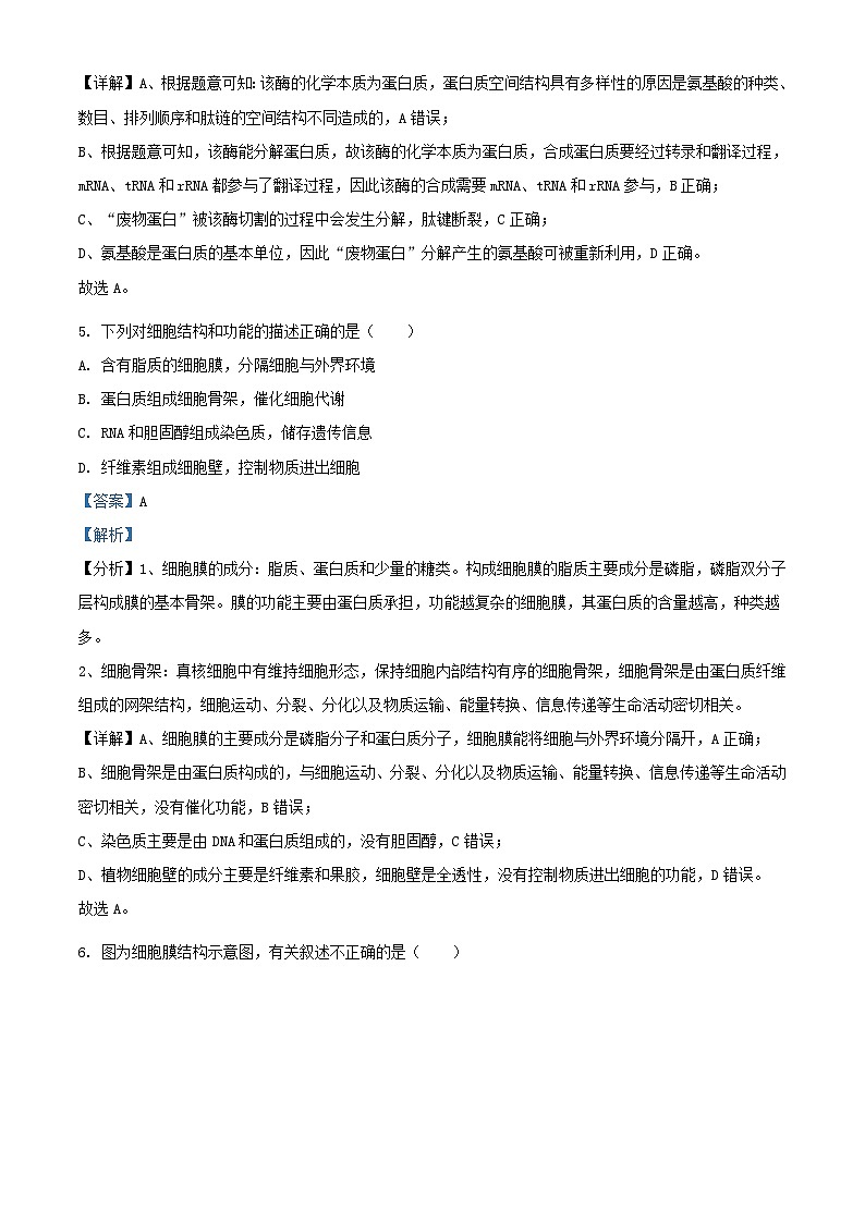 浙江省丽水市发展共同体2023_2024学年高一生物上学期12月联考试题含解析第3页
