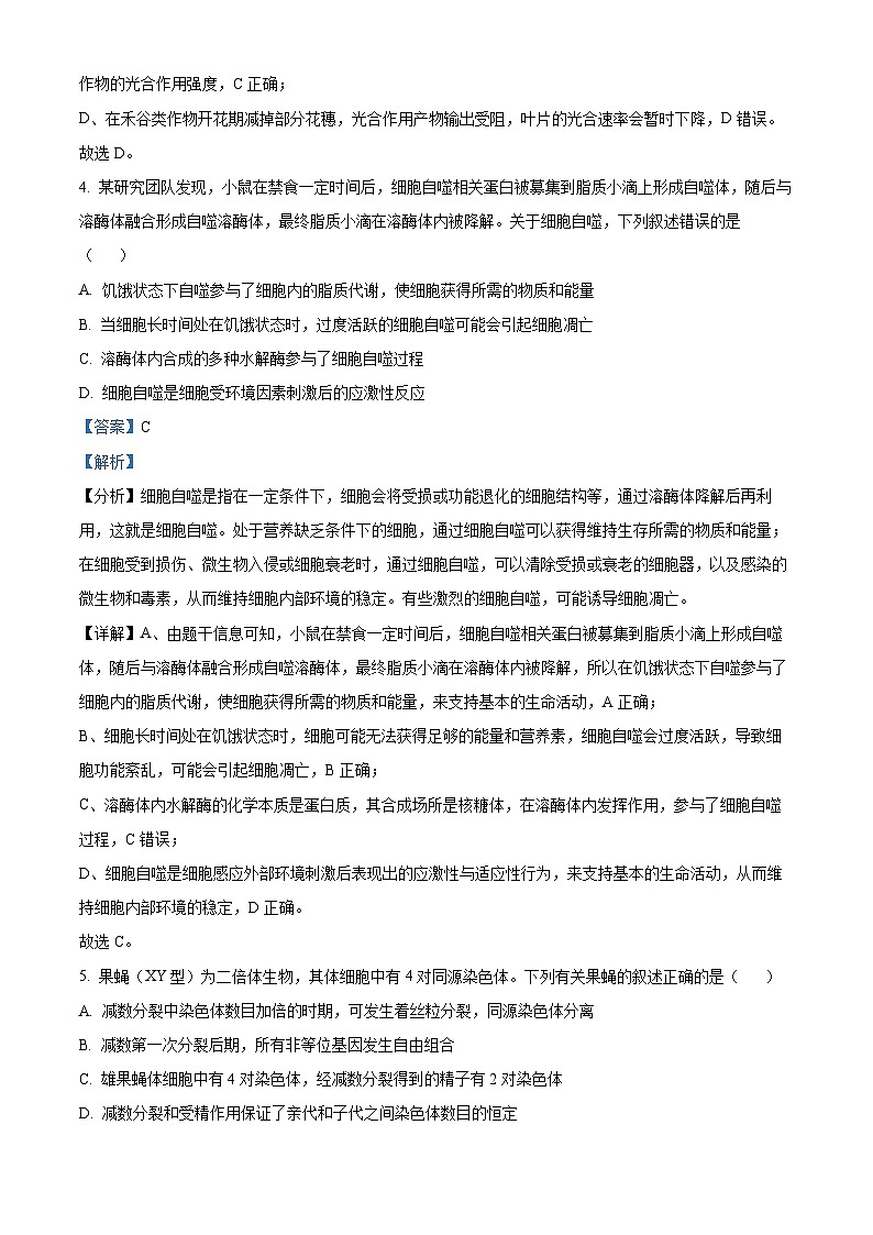 贵阳第一中学2025届高考适应性月考卷（一）生物答案第3页