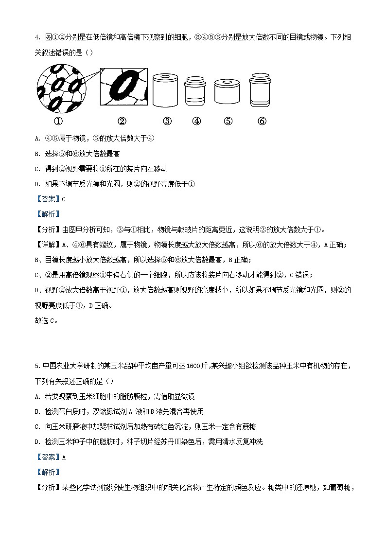 福建省泉州市两校联考2023_2024学年高一生物上学期12月月考试题含解析03