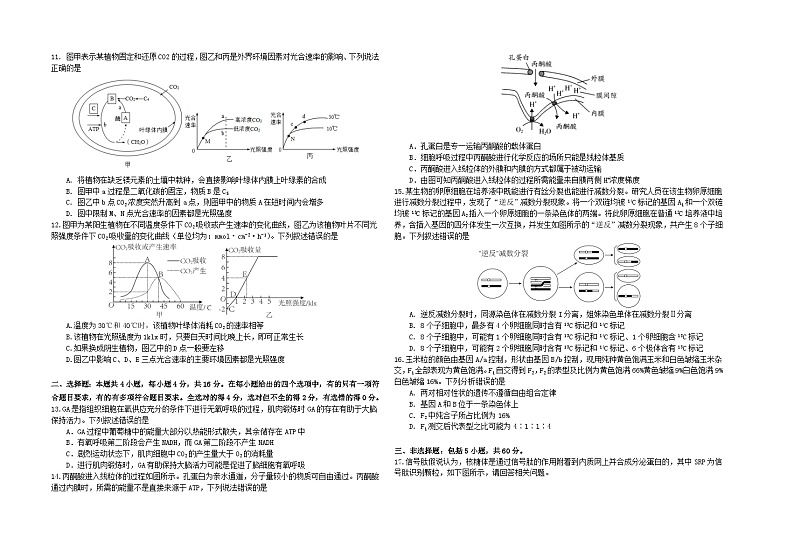 湖南省常德2023_2024高三生物上学期第二次月考试题02