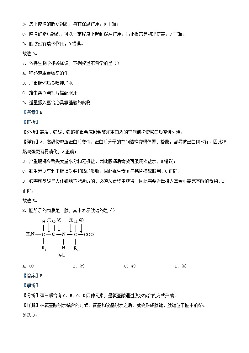 四川省南充市2023_2024学年高一生物上学期12月月考试题含解析第3页