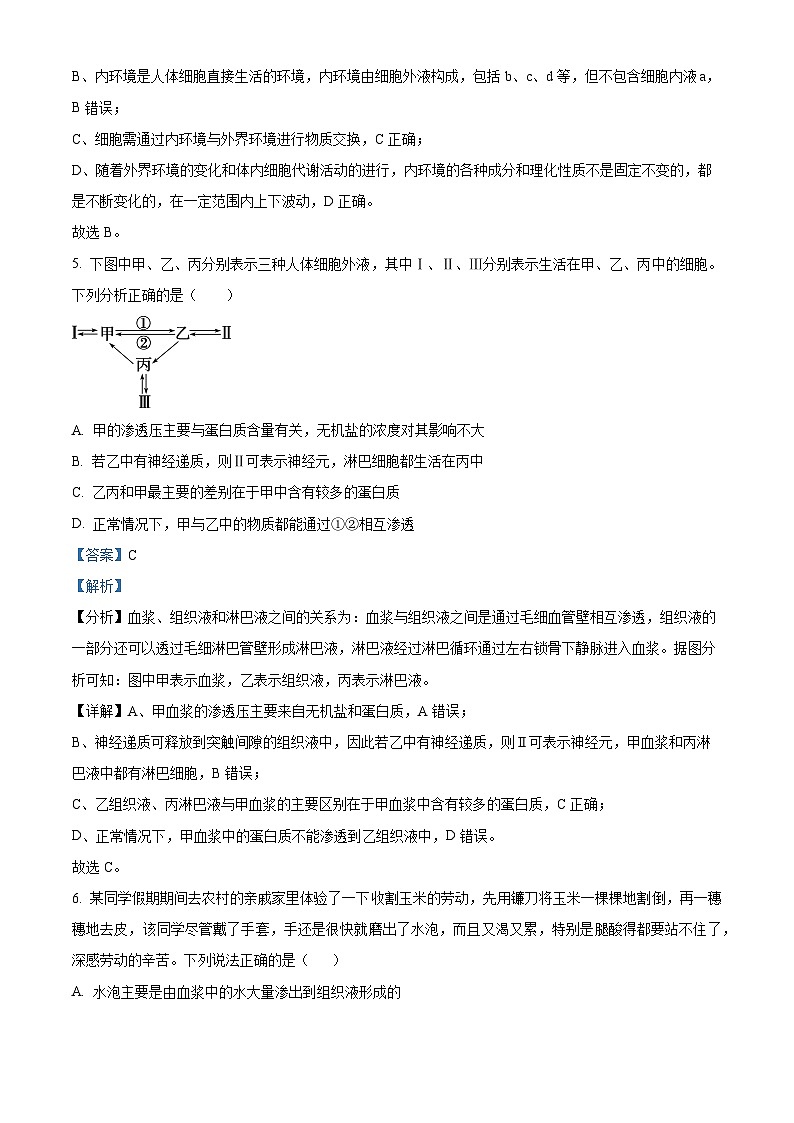 四川省雅安市雅安中学2024-2025学年高二上学期入学检测生物试卷（Word版附解析）03