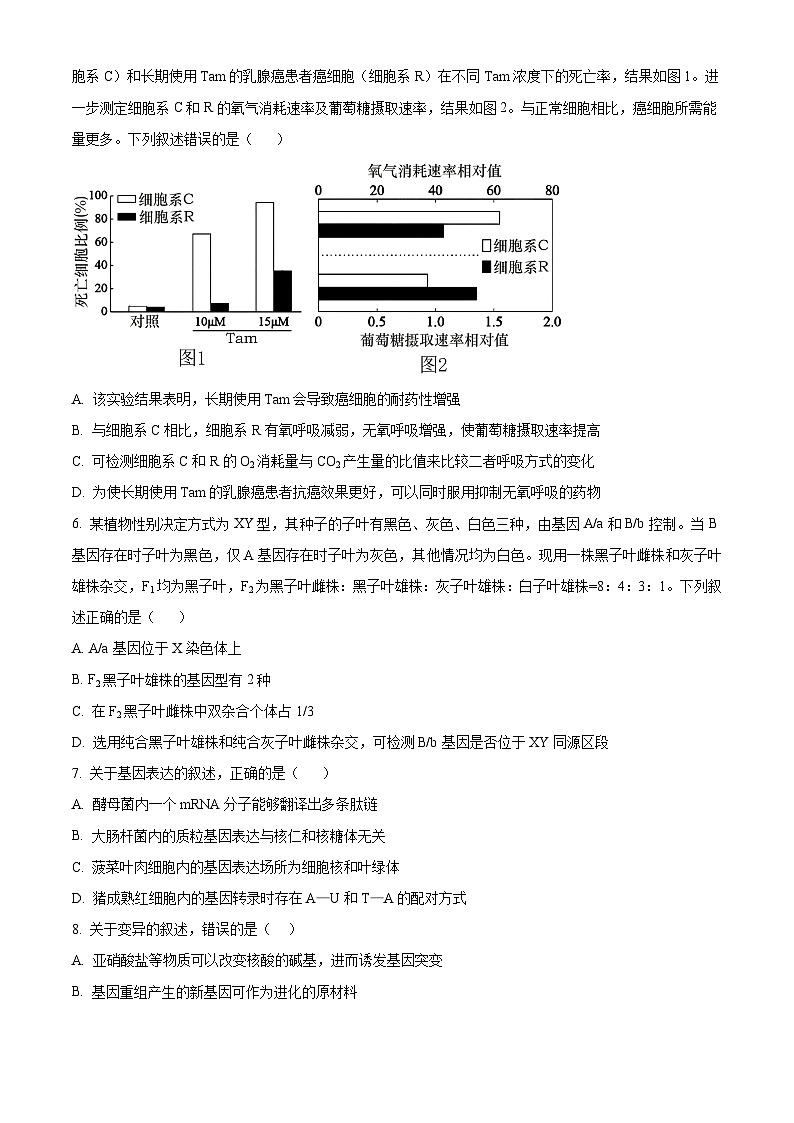 河北省石家庄市2024年普通高中学校毕业年级教学质量检测（三）生物试卷（原卷版）第2页