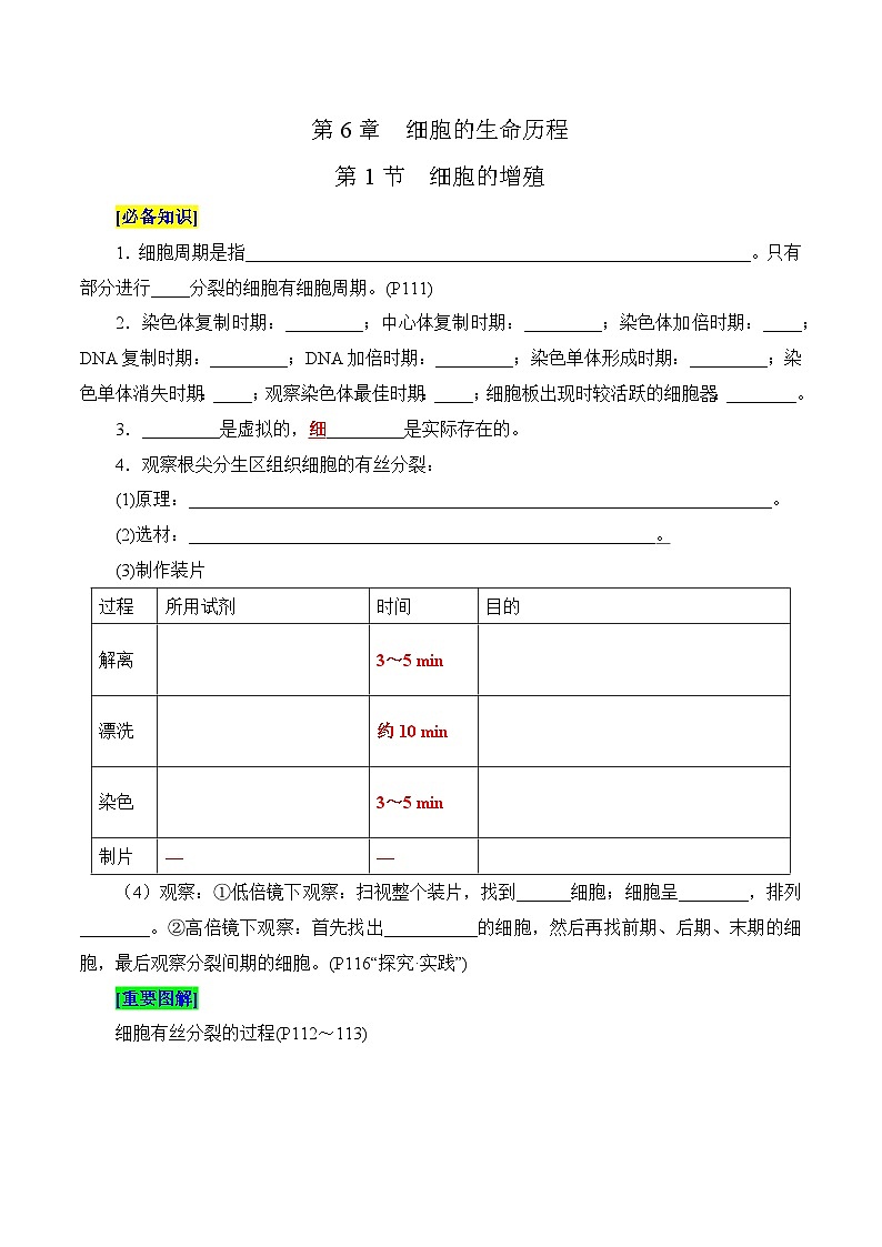 第6章 细胞的生命历程（填空版）第1页