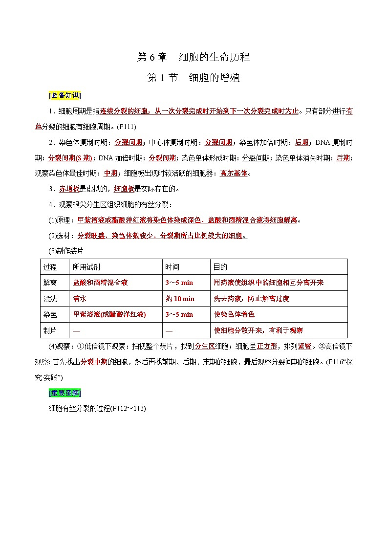 第6章 细胞的生命历程（背诵版）第1页
