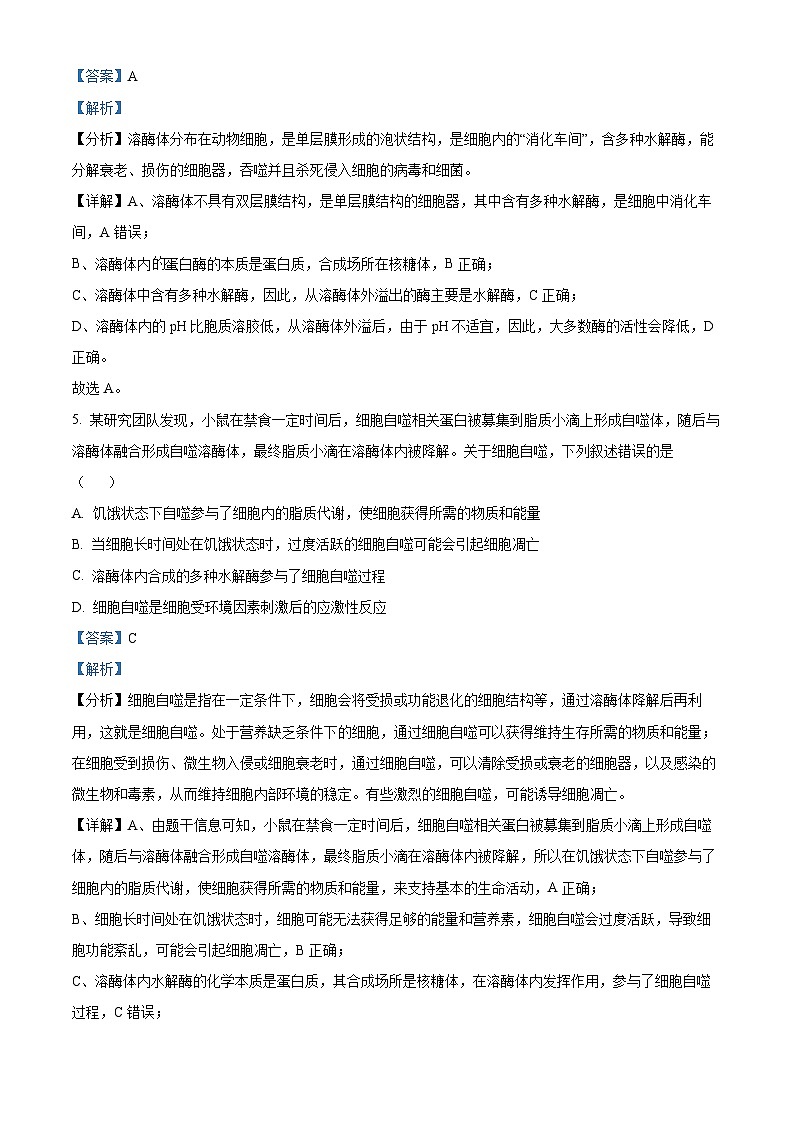 安徽省滁州市定远县育才学校2024-2025学年高三上学期模拟生物（必修一）试卷（Word版附解析）03