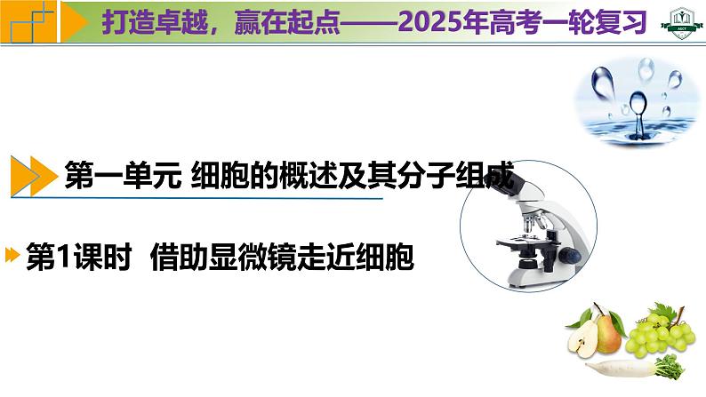 专题1.1 借助显微镜走近细胞（课件）-2025年高考生物一轮复习考点归类（新高考通用）第1页
