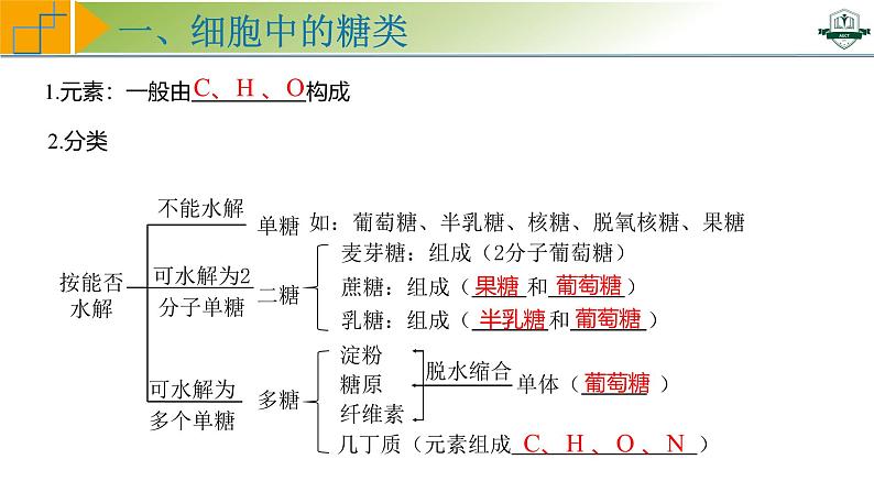 专题1.3 细胞中的糖类和脂质（课件）-2025年高考生物一轮复习考点归类（新高考通用）05