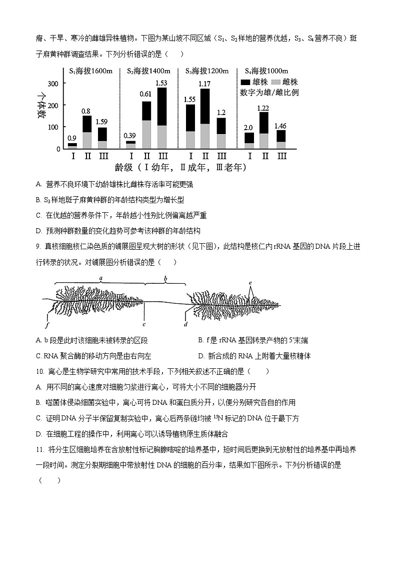 浙江省杭州市学军中学2024-2025学年高三上学期9月月考生物试题 Word版无答案第3页