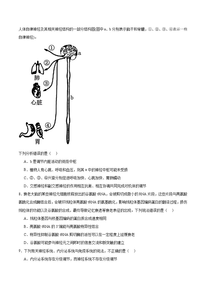 单元检测卷08  稳态与调节（原卷版）第3页