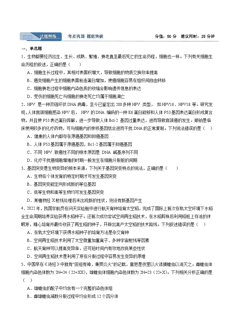考点通关卷22 生物的变异（原卷版）第2页