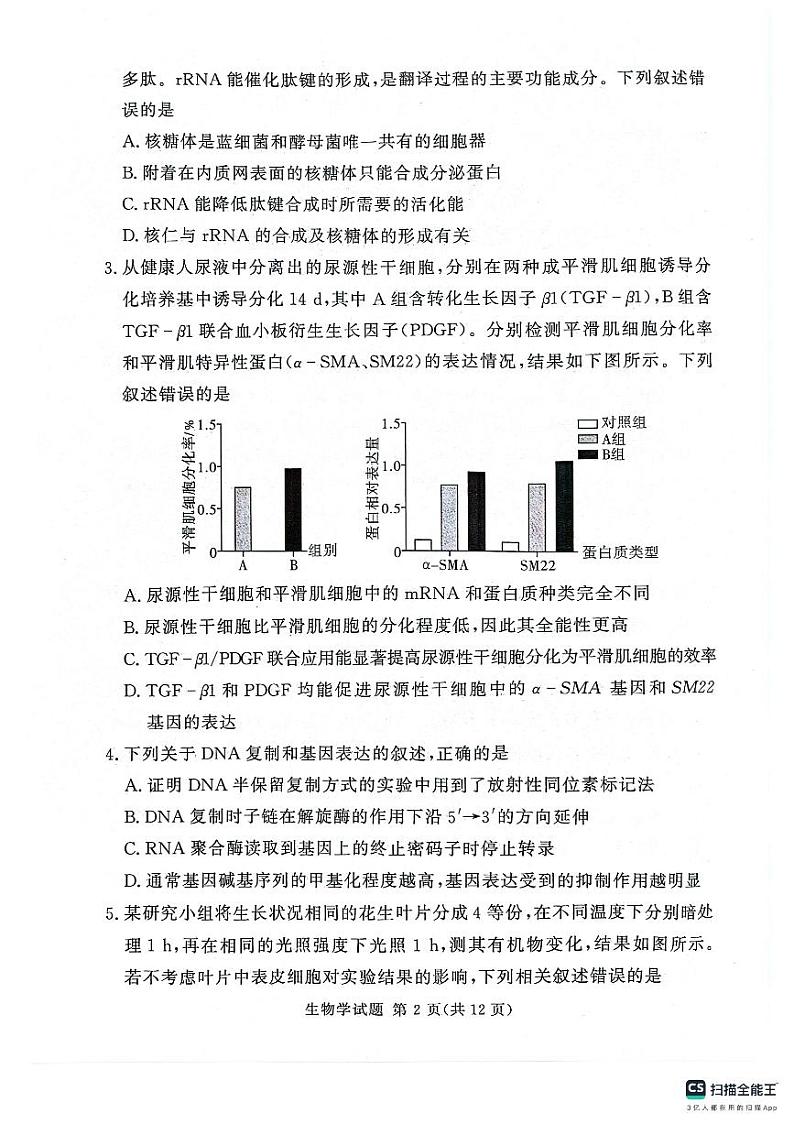 2024-2025湘豫名校联考高三上学期9月新高考适应性调研考试生物试卷及答案第2页