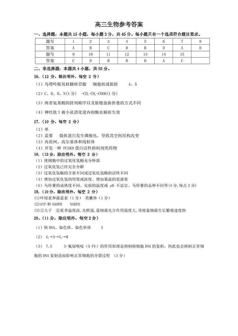生物参考答案第1页