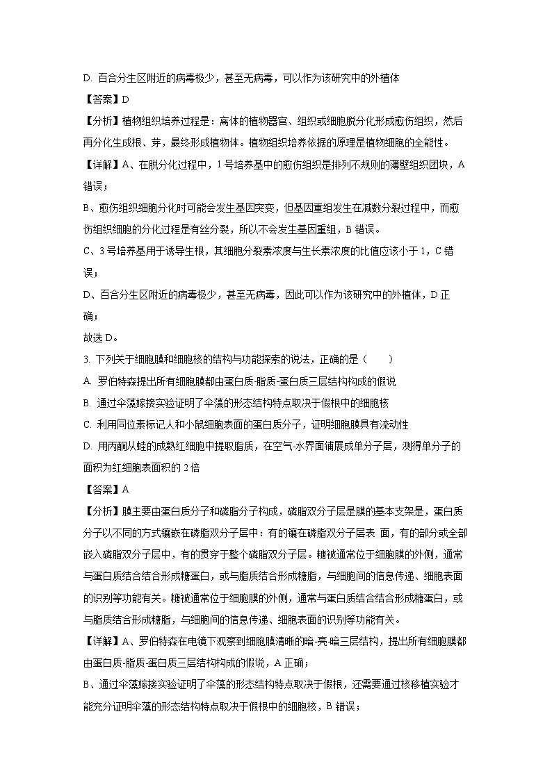 [生物][期末]吉林省普通高中G6教考联盟2023-2024学年高二下学期期末考试试卷(解析版)(1)第2页