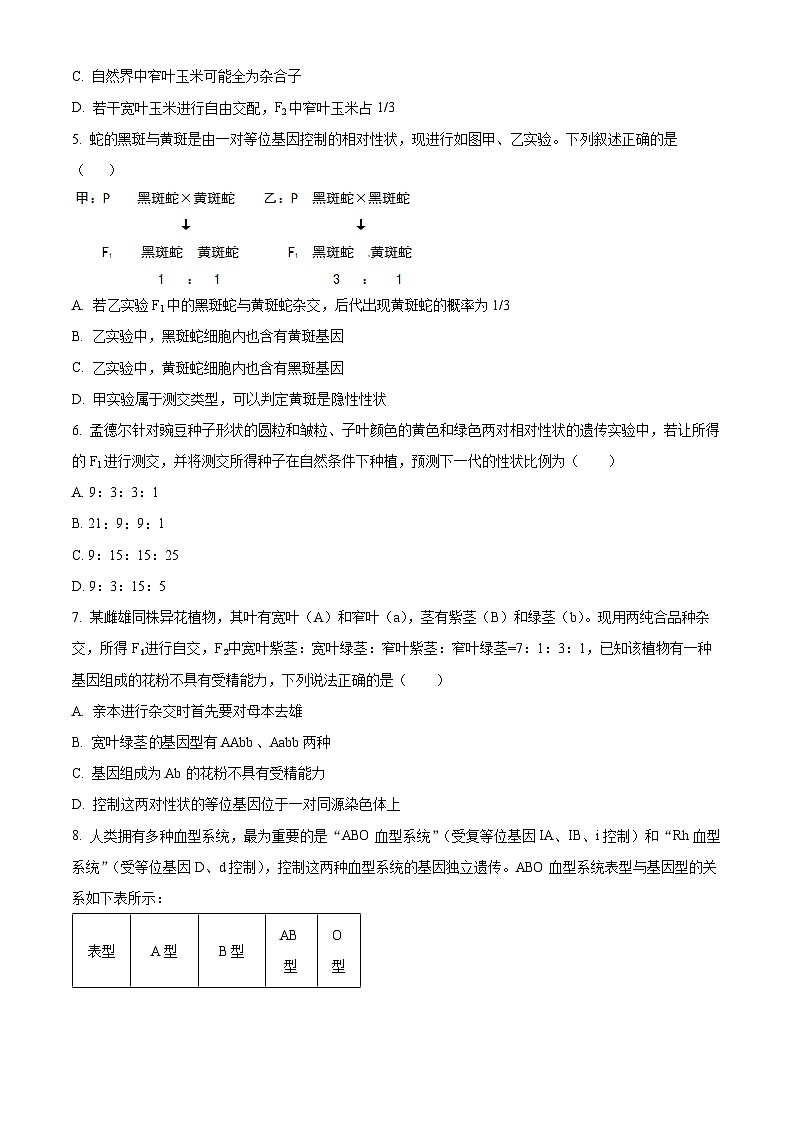 2024-2025学年高一下学期期中考试生物试题（原卷版）第2页