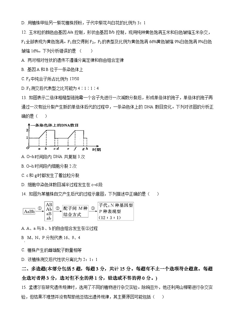 常熟市伦华高级中学 2024-2025 学年高一下学期第一次月考生物试题（原卷版）第3页