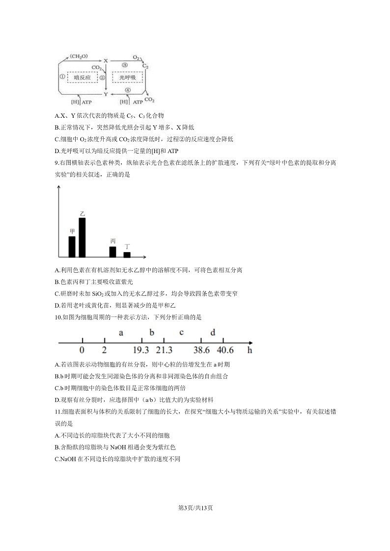 [生物]2020北京清华附中高三上学期9月月考试卷及答案第3页