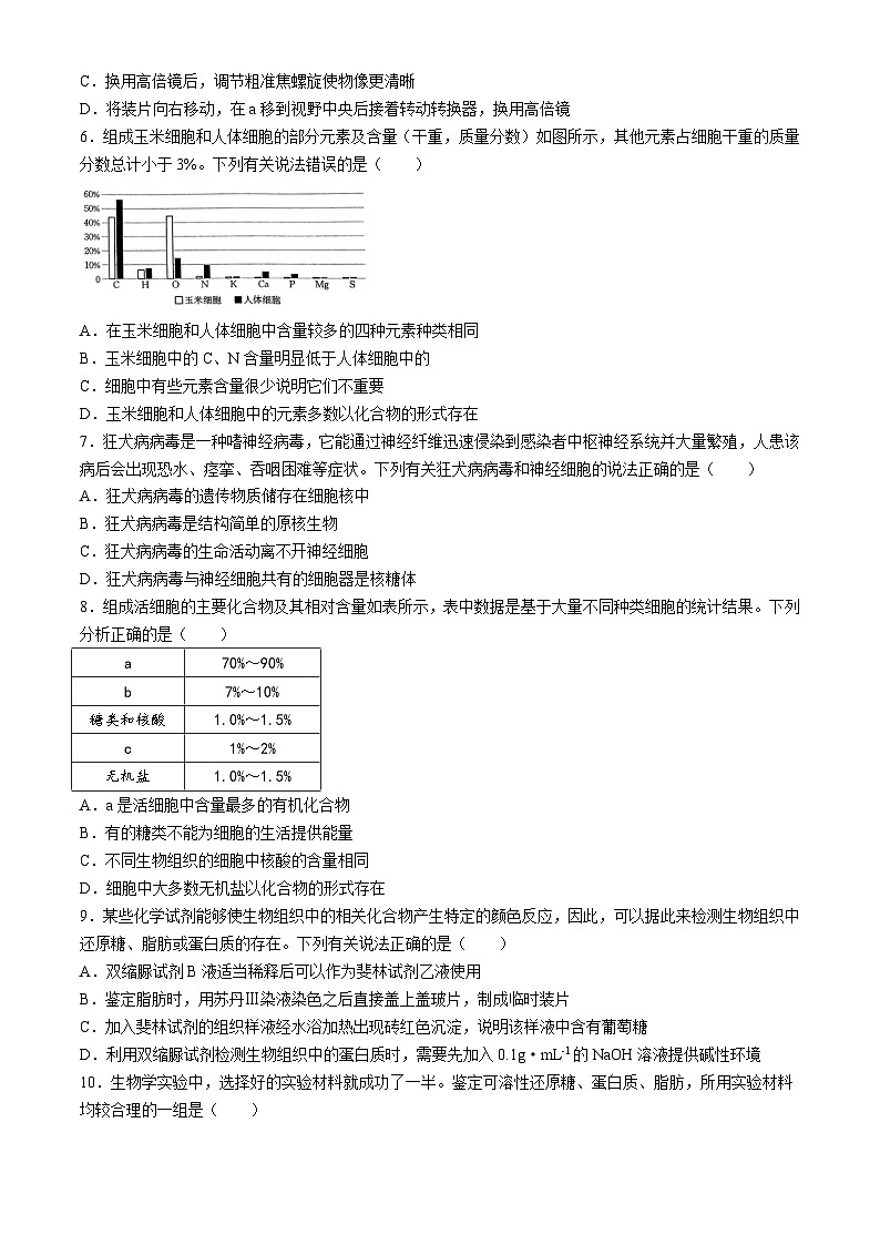 河南省创新发展联盟2024-2025学年高一上学期9月月考生物试题第2页