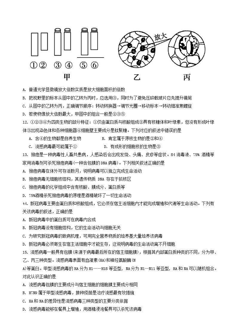 河北省石家庄市第二中学2024—2025学年高一上学期9月月考生物试卷03