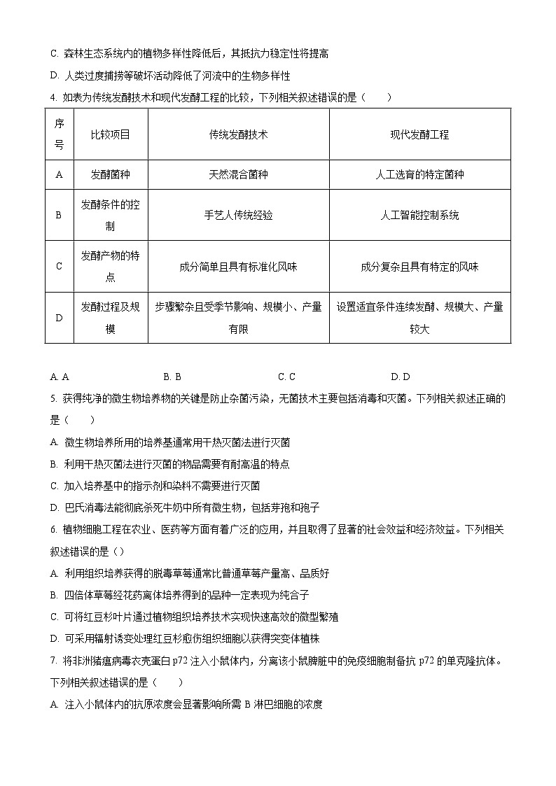 黑龙江省哈尔滨市六校2023-2024学年高二下学期期末联考试题+生物试卷（含答案）第2页