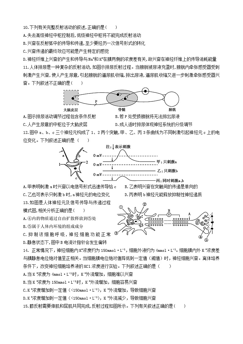 山东省济宁市实验高中高二年级2024-2025学年9月份月考生物试题第3页