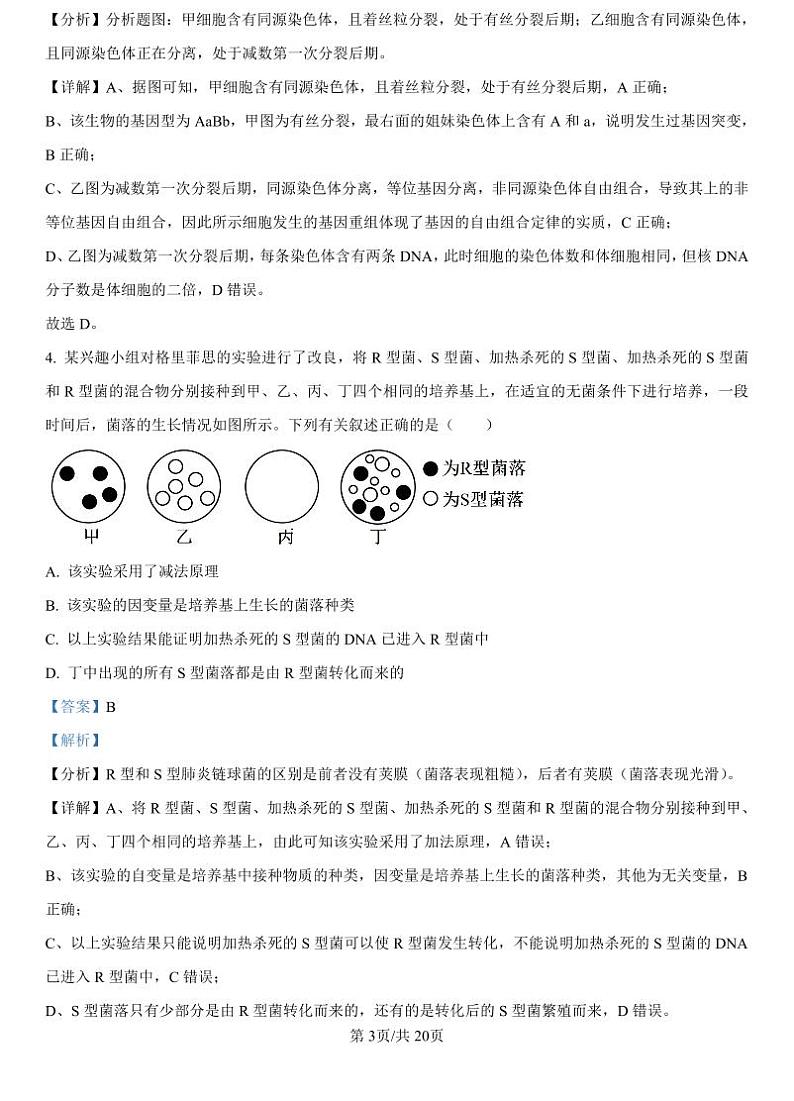 精品解析：河北省保定市部分高中2024-2025学年高二上学期开学考试生物试题（解析版）_create第3页
