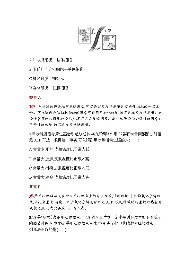 人教版高中生物选择性必修1第3章体液调节过关检测(B卷)含答案第3页