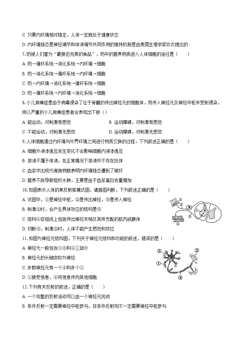 2024-2025学年河南省许昌市长葛市第三实验高级中学高二（上）月考生物试卷（9月份）（含解析）02