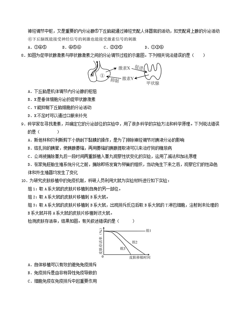 高二生物第一次月考卷（江苏专用，1~4章）2024-2025学年高中上学期第一次月考03