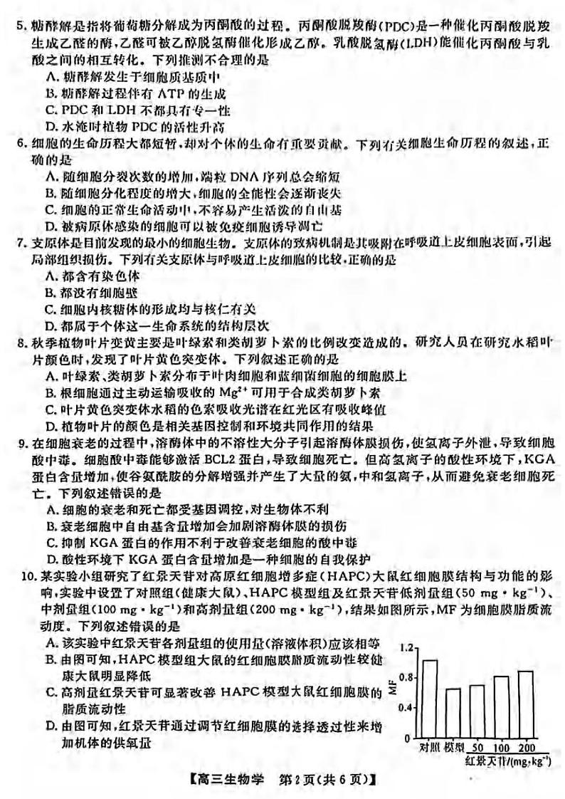 生物丨金科大联考河北省2025届高三9月质量检测生物试卷及答案第2页