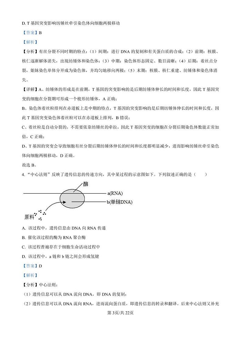 精品解析：广东省珠海市2024-2025学年高三上学期第一次摸底考试生物试题（解析版）第3页