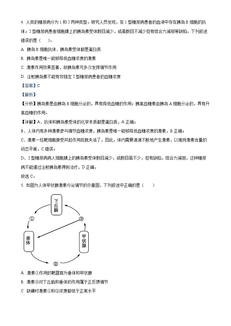 山西省晋中市平遥县部分高中学校2024-2025学年高二上学期9月月考生物试题  Word版含解析第3页