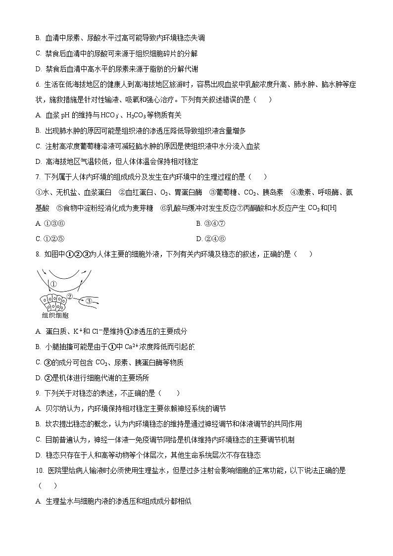 山西省实验中学2024-2025学年高二上学期9月月考生物试卷（原卷版）第2页