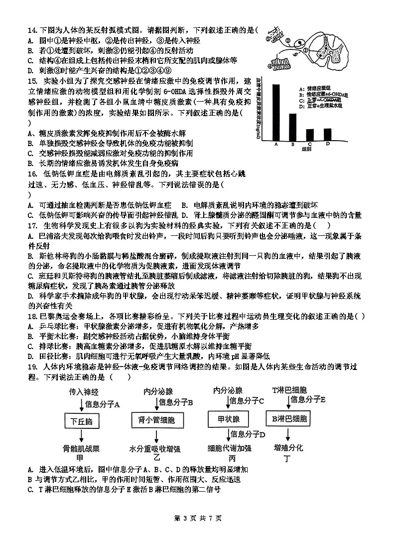 陕西省西安市碑林区铁一中学2024-2025学年高二上学期第一次月考生物试题第3页