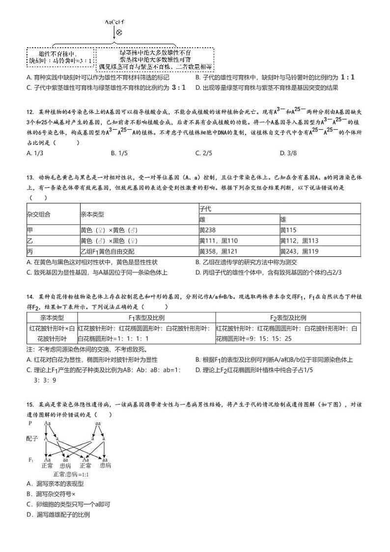 [生物]2024～2025学年9月湖南常德桃源县湖南省桃源县第一中学高三上学期月考试卷(原题版+解析版)03