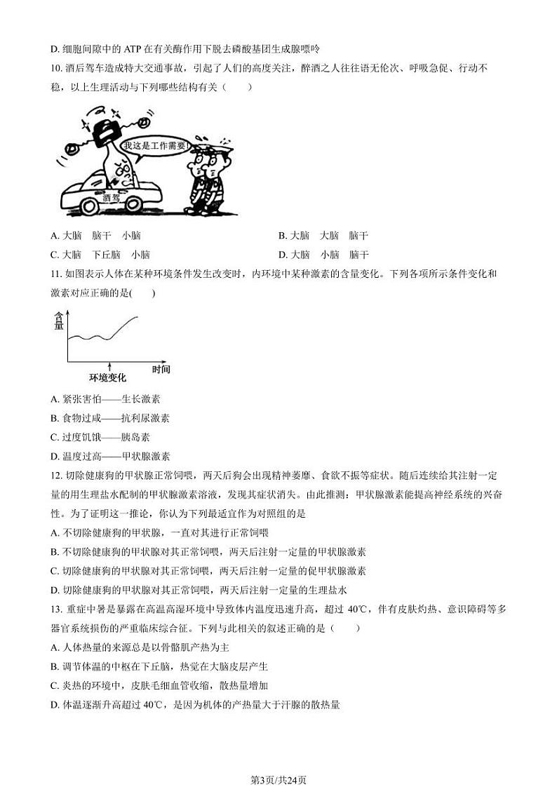 [生物]2023北京牛栏山一中高二上学期10月月考试卷(有答案)第3页