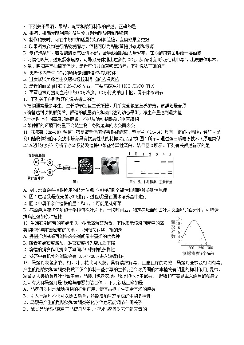 浙江省金华市金东区金华第一中学2024-2025学年高三上学期10月月考生物试题第2页