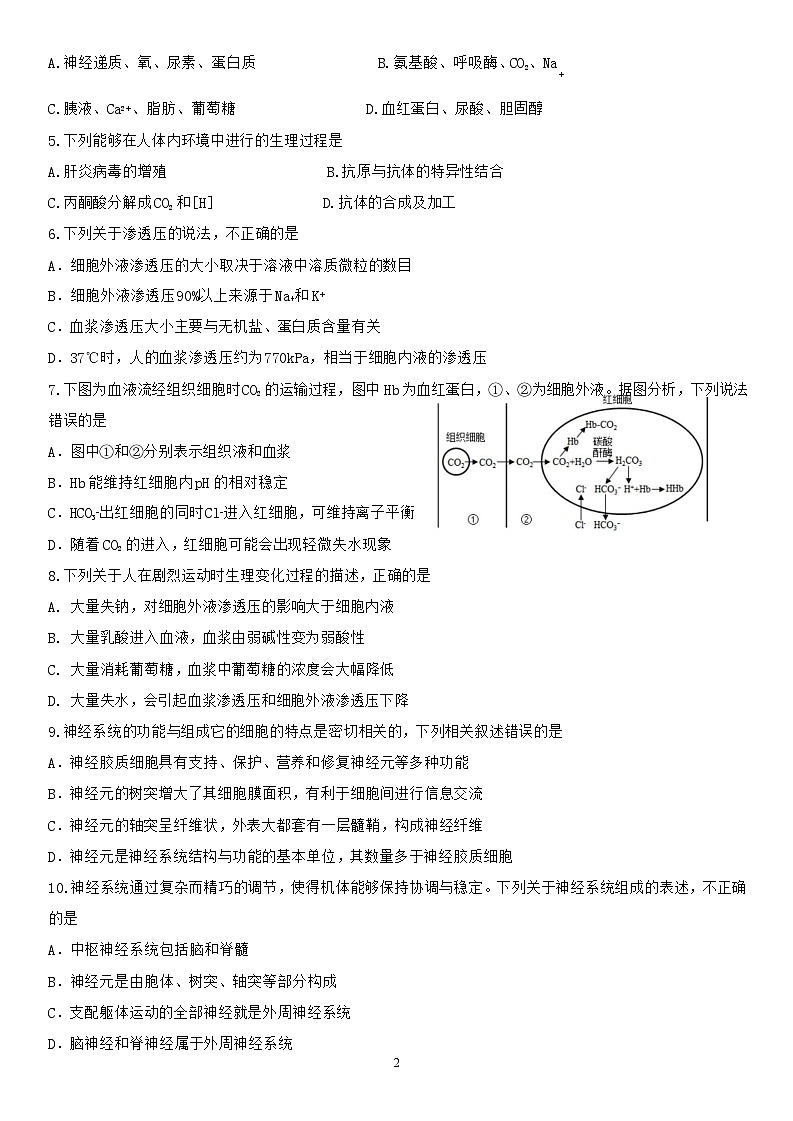 山西省太原市育英中学校2024-2025学年高二上学期10月考试生物试题02