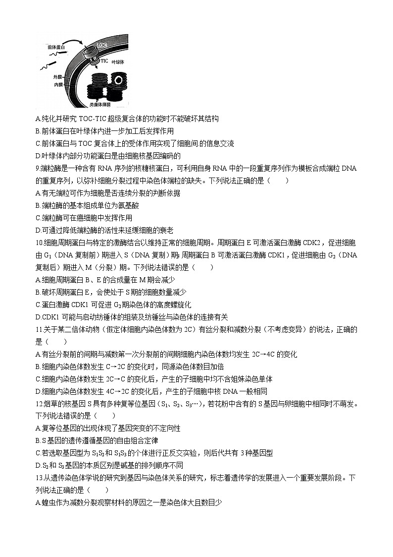 山东省新高考联合体2024—2025学年高三上学期质量测评10月联考生物试题03