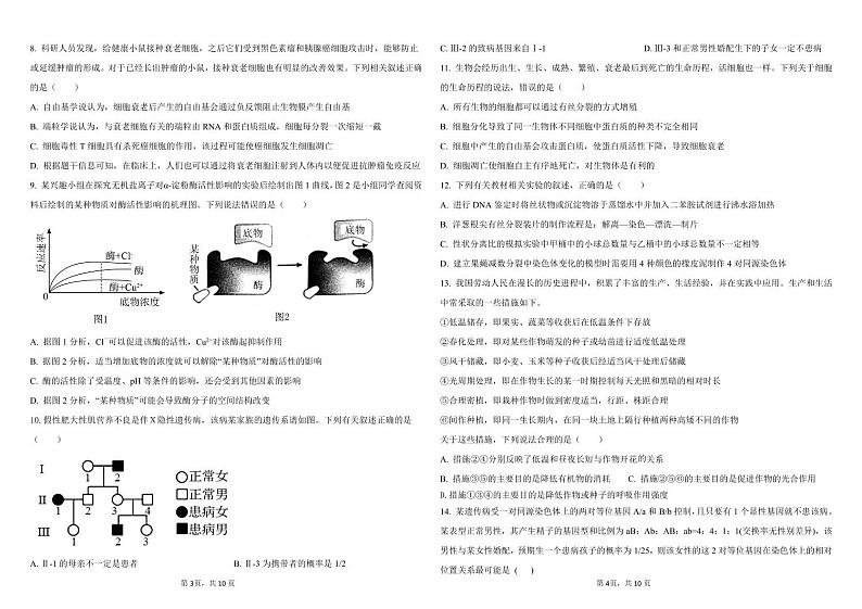四川省资阳天立学校2024-2025学年高三上学期第一次月考生物试题第2页